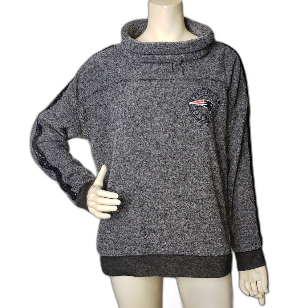 NFL Team Apparel NE Patriots Football Gray Cowl Neck Sweater Womens Size XL
